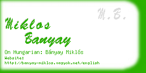 miklos banyay business card